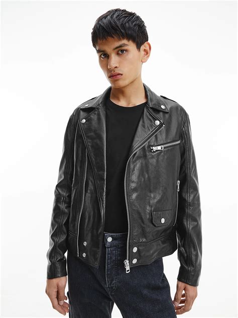 calvin klein leather biker jacket